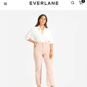 Everlane Wide Legged Corduroy Cropped Pant in Blush Pink color.